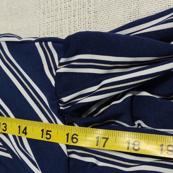 ♥️ New Directions Navy Striped Jumpsuit Romper, Medium - Picture 11 of 13
